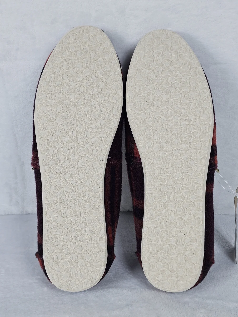 TOMS Alpargata Flat Wool Red Plaid Women's 7.5 Faux Fur Slip On Shoes Boho Cute